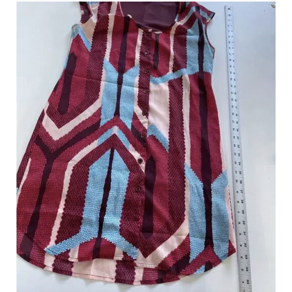 Aqua Dress Womens Small Geometric Button Down Sleeveless Pockets Modern - Picture 5 of 7